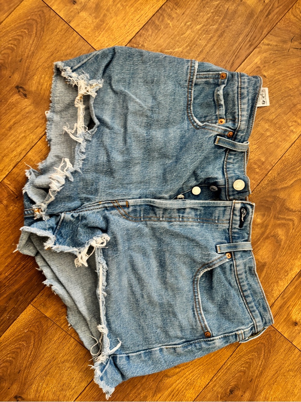 Levi's Light Blue Distressed Denim Shorts